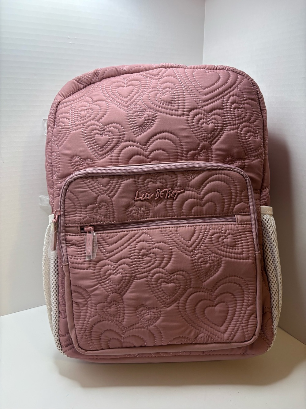 Luv Betsey Johnson Quilted Pink Hearts school Backpack W pencil case